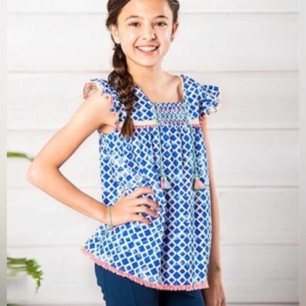 Matilda Jane - Blue Wandering Waters Tassel Blouse Top